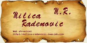 Milica Radenović vizit kartica